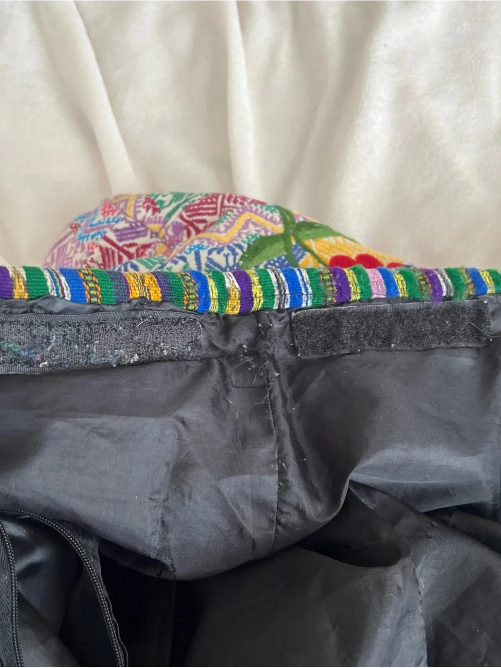 Floral Embroidered Huipil Shoulder Tote Bag Multi Color Boho Hippie Festival